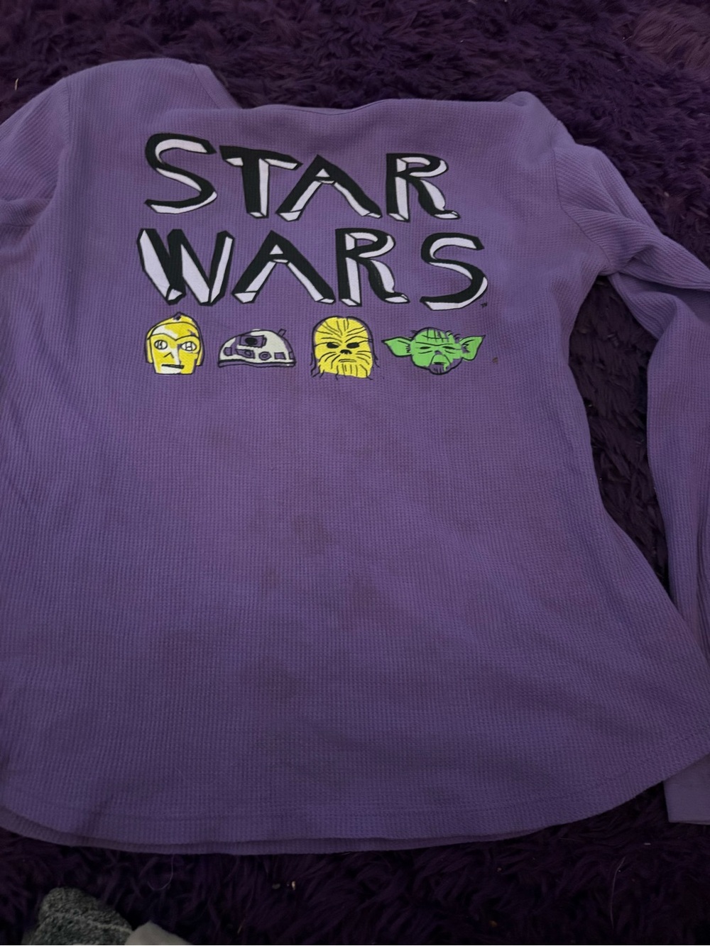 Star Wars Purple Long Sleeve Top with Yellow & Green Character Graphics